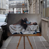 Original art for sale at UGallery.com | Woman with Wine Bottle by John Kelly | $3,000 | oil painting | 21' h x 32' w | thumbnail 3