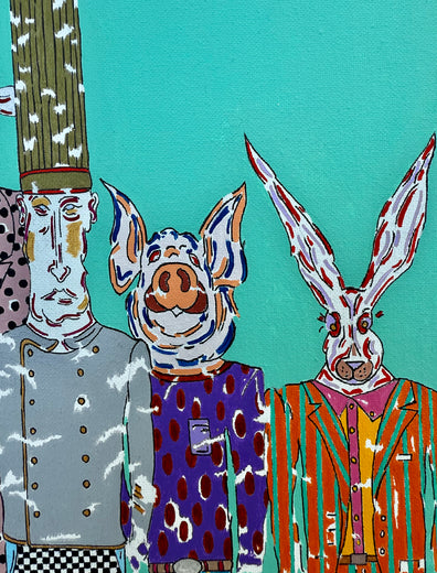 Chef & Protein by John McCabe |   Closeup View of Artwork 