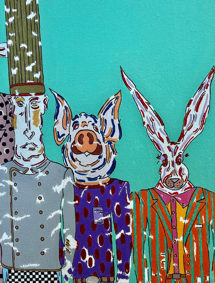 Chef & Protein by John McCabe |  Closeup View of Artwork 