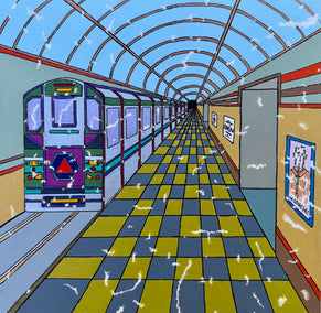 acrylic painting by John McCabe titled Maubert Mutualité