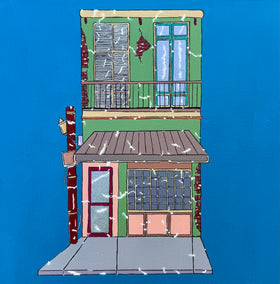 acrylic painting by John McCabe titled Wazoo Records