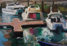 Original art for sale at UGallery.com | Boat Docks in San Sebastian by Jonelle Summerfield | $3,375 | oil painting | 30' h x 40' w | thumbnail 4
