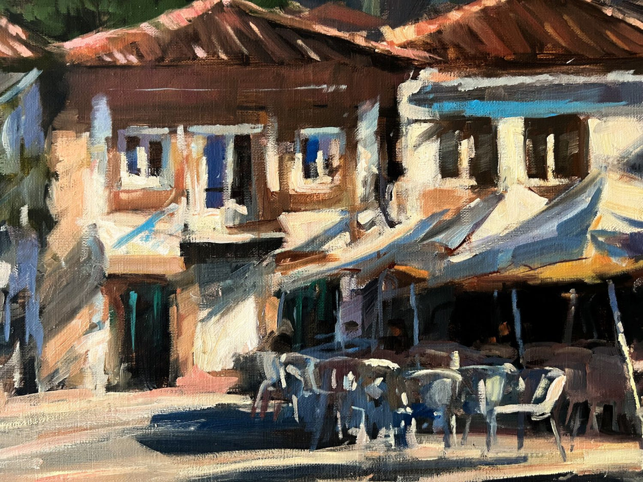 Cafes in Portugal by Jonelle Summerfield |  Closeup View of Artwork 