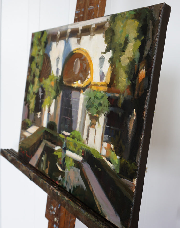Courtyard in Seville by Jonelle Summerfield |  Side View of Artwork 