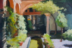 Original art for sale at UGallery.com | Courtyard in Seville II by Jonelle Summerfield | $575 | oil painting | 14' h x 11' w | thumbnail 4