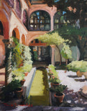 Original art for sale at UGallery.com | Courtyard in Seville II by Jonelle Summerfield | $575 | oil painting | 14' h x 11' w | thumbnail 1