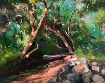 oil painting by Jonelle Summerfield titled Green Hollow at Blue Spruce