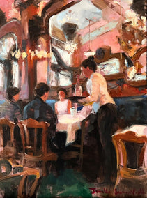 oil painting by Jonelle Summerfield titled Majestic Cafe of Porto