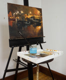 Original art for sale at UGallery.com | Nighttime in Rockport, MA by Jonelle Summerfield | $800 | oil painting | 16' h x 20' w | thumbnail 3