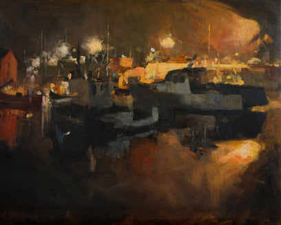 Nighttime in Rockport, MA by Jonelle Summerfield | Artwork Main Image