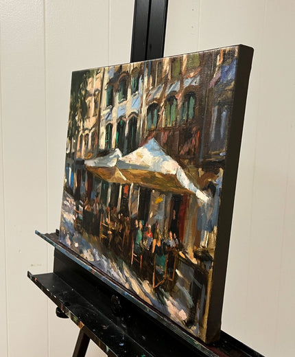 Porto Cafe by Jonelle Summerfield |  Side View of Artwork 