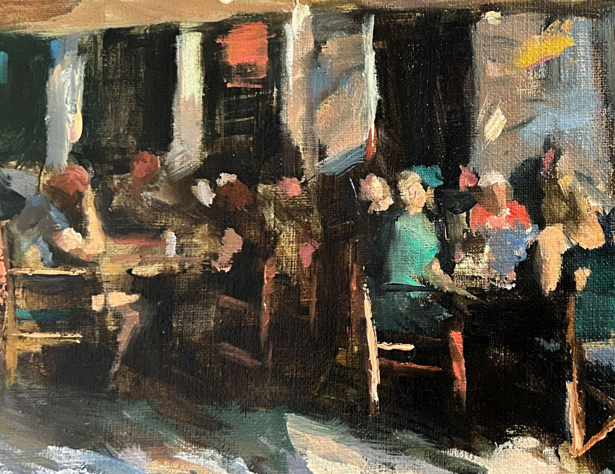 Porto Cafe by Jonelle Summerfield |  Closeup View of Artwork 