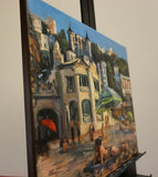 Original art for sale at UGallery.com | Sunbathing in San Sebastian by Jonelle Summerfield | $1,000 | oil painting | 16' h x 24' w | thumbnail 2