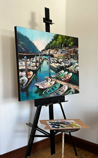 The Boats of San Sebastian by Jonelle Summerfield |  Context View of Artwork 