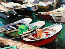 Original art for sale at UGallery.com | The Boats of San Sebastian by Jonelle Summerfield | $3,375 | oil painting | 30' h x 40' w | thumbnail 4