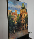 Original art for sale at UGallery.com | Una Plaza de Valencia by Jonelle Summerfield | $900 | oil painting | 20' h x 16' w | thumbnail 2