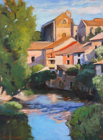 oil painting by Jonelle Summerfield titled View of Estella, Spain