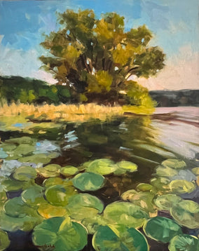 Original art for sale at UGallery.com | View of Water Lily Pads by Jonelle Summerfield | $1,100 | oil painting | 20' h x 16' w