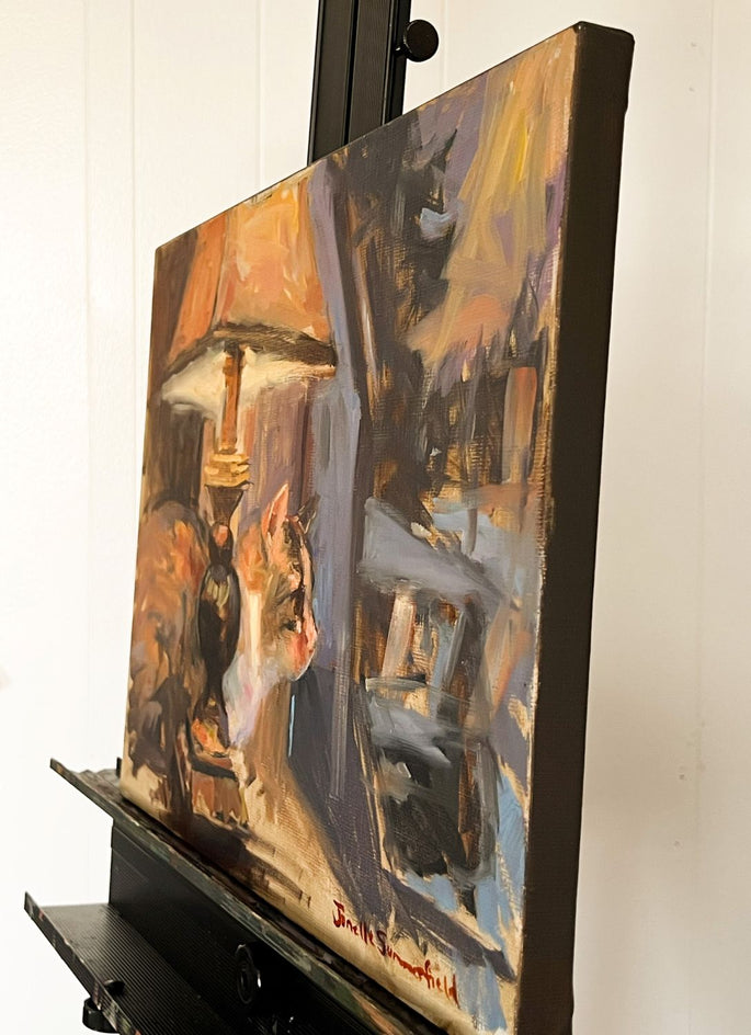 Watching the Snowstorm by Jonelle Summerfield |  Side View of Artwork 