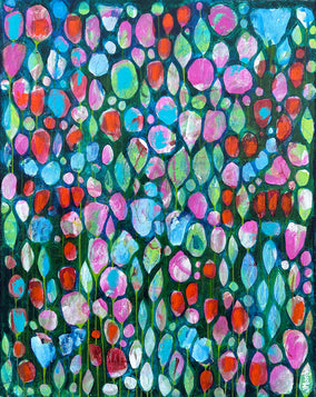 Original art for sale at UGallery.com | Denim Hike by Joyanna Margo | $550 | mixed media artwork | 20' h x 16' w