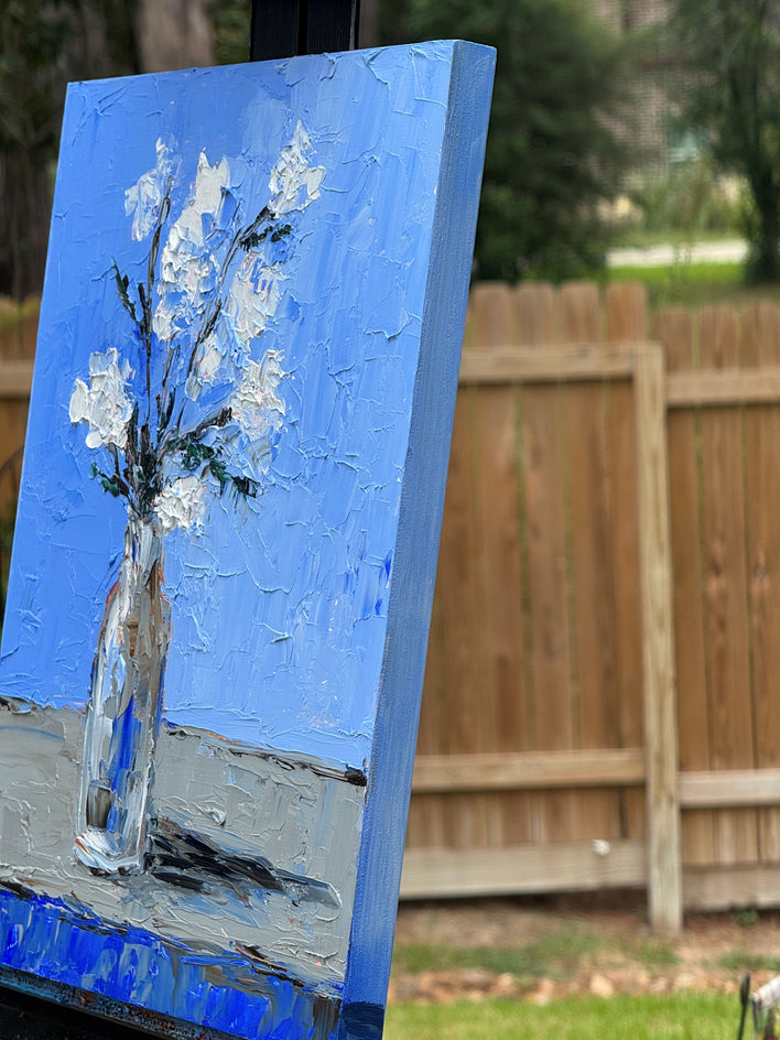 Feeling So Blue by Judy Mackey |  Side View of Artwork 