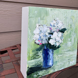 Original art for sale at UGallery.com | Hydrangea on Green by Judy Mackey | $250 | oil painting | 6' h x 6' w | thumbnail 2