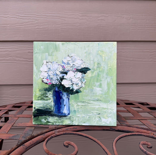 Hydrangea on Green by Judy Mackey |  Context View of Artwork 