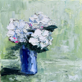 oil painting by Judy Mackey titled Hydrangea on Green