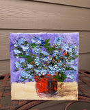 Original art for sale at UGallery.com | Plumbago in a Terra Cotta Flower Pot by Judy Mackey | $250 | oil painting | 6' h x 6' w | thumbnail 3