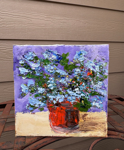 Plumbago in a Terra Cotta Flower Pot by Judy Mackey |  Context View of Artwork 