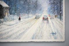 Original art for sale at UGallery.com | Candlelight amid the Falling Snow by Judy Mudd | $775 | watercolor painting | 11' h x 15' w | thumbnail 2
