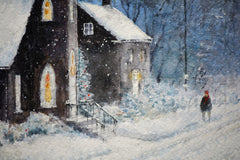 Original art for sale at UGallery.com | Candlelight amid the Falling Snow by Judy Mudd | $775 | watercolor painting | 11' h x 15' w | thumbnail 4