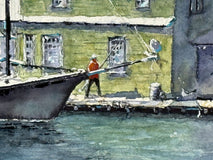 Original art for sale at UGallery.com | Floating Dock, Gloucester by Judy Mudd | $800 | watercolor painting | 11.25' h x 15' w | thumbnail 4