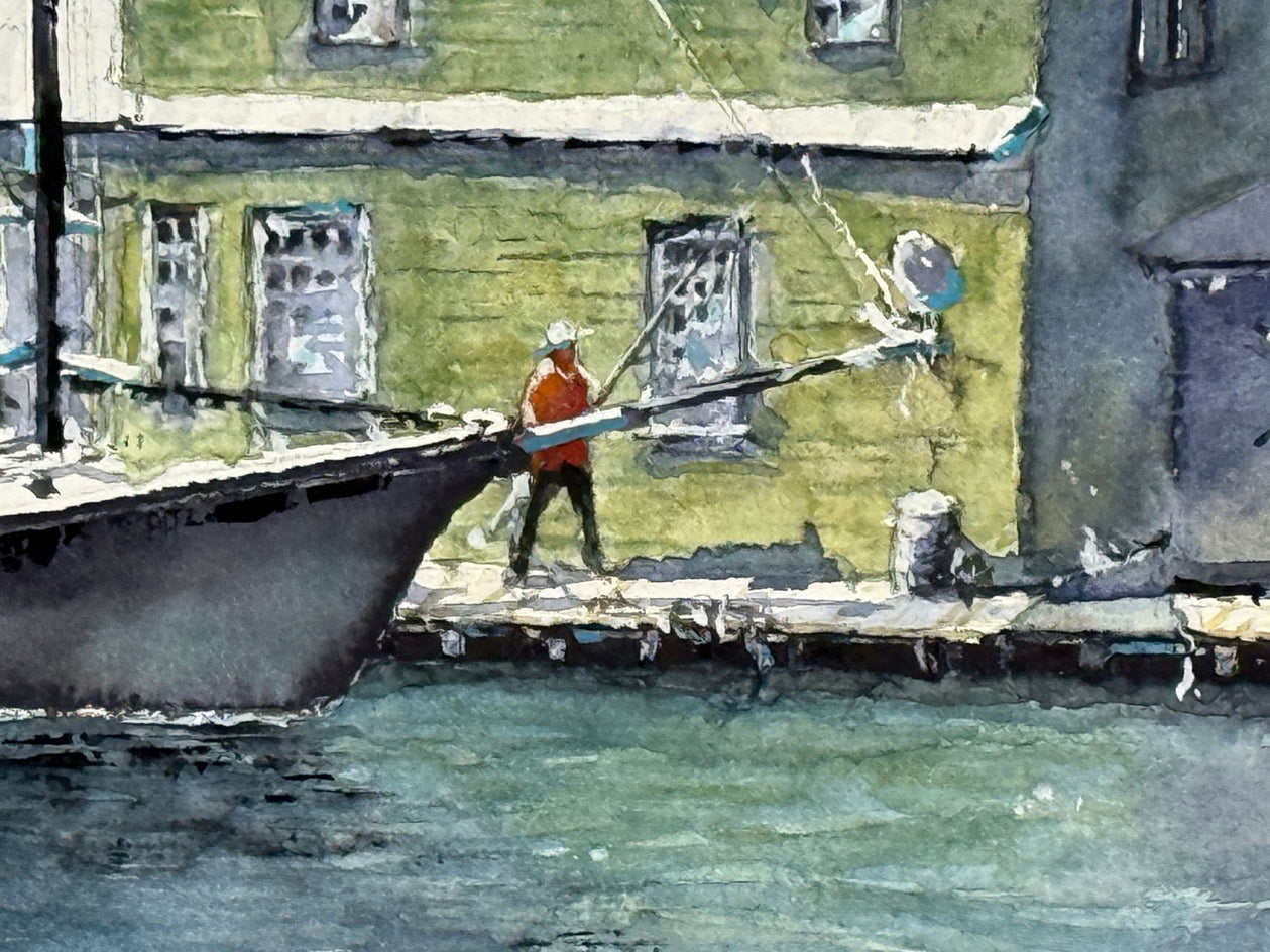 Floating Dock, Gloucester by Judy Mudd |  Closeup View of Artwork 