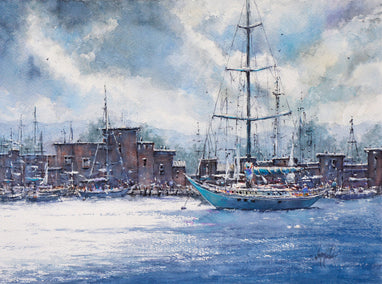 watercolor painting by Judy Mudd titled Sailing Day