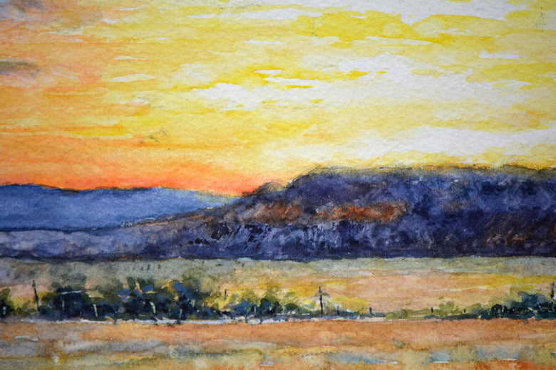 Santa Fe Sunset by Judy Mudd |   Closeup View of Artwork 