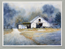 Original art for sale at UGallery.com | The White Barn by Judy Mudd | $800 | watercolor painting | 11' h x 15' w | thumbnail 3