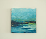 Original art for sale at UGallery.com | A Pause in Blue by Kajal Zaveri | $400 | acrylic painting | 12' h x 12' w | thumbnail 3