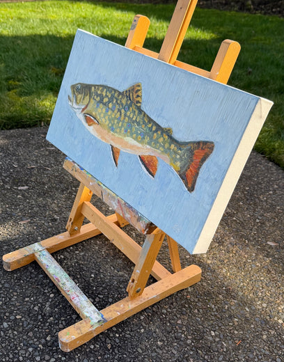 A Good Trout by Karen Barton |  Side View of Artwork 