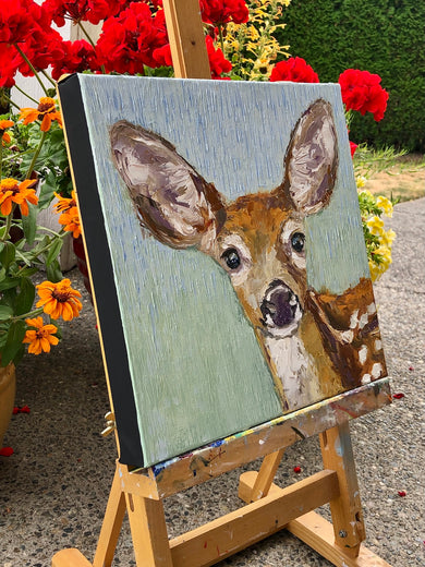 Gentle Curiosity by Karen Barton |  Side View of Artwork 