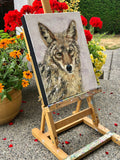 Original art for sale at UGallery.com | Riley Coyote by Karen Barton | $825 | oil painting | 14' h x 11' w | thumbnail 2