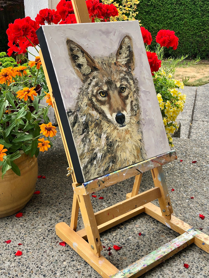Riley Coyote by Karen Barton |  Side View of Artwork 