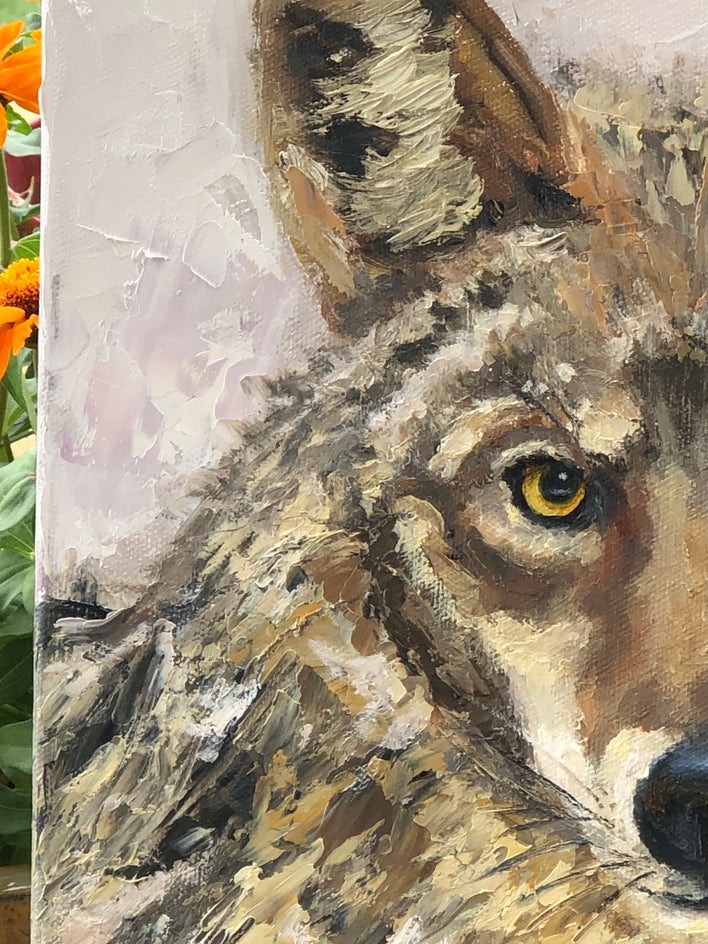 Riley Coyote by Karen Barton |  Closeup View of Artwork 