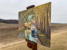 Original art for sale at UGallery.com | Canal du Midi by Karen d’Angeac Mihm | $750 | oil painting | 18' h x 24' w | thumbnail 2