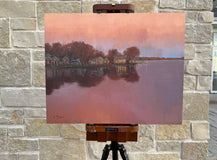 Original art for sale at UGallery.com | Evening on the Lake by Karen d’Angeac Mihm | $650 | oil painting | 16' h x 20' w | thumbnail 3