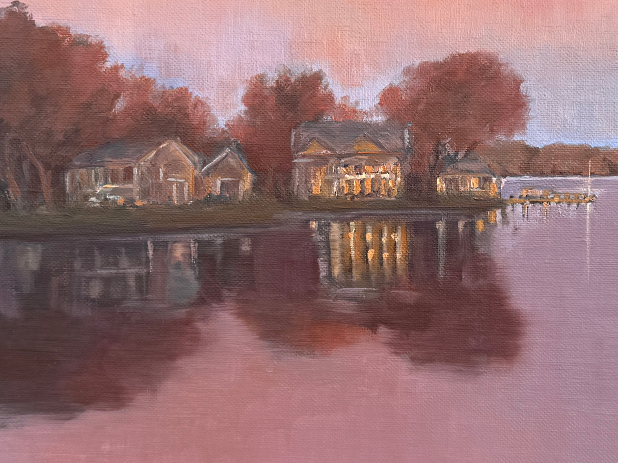 Evening on the Lake by Karen d’Angeac Mihm |  Closeup View of Artwork 