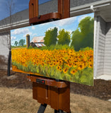 Original art for sale at UGallery.com | Field of Sunflowers by Karen d’Angeac Mihm | $575 | oil painting | 8' h x 16' w | thumbnail 2