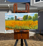 Original art for sale at UGallery.com | Field of Sunflowers by Karen d’Angeac Mihm | $375 | oil painting | 8' h x 16' w | thumbnail 3