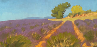 Original art for sale at UGallery.com | Lavender Field in Provence by Karen d’Angeac Mihm | $600 | oil painting | 12' h x 24' w | thumbnail 1