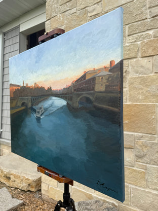 On the Seine at Sunset by Karen d’Angeac Mihm |  Side View of Artwork 